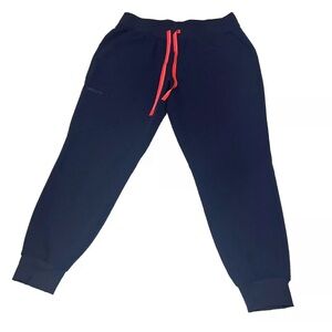 FIGS Technical Collection Scrub Pants Joggers Pull On Elastic Blue Large Petite